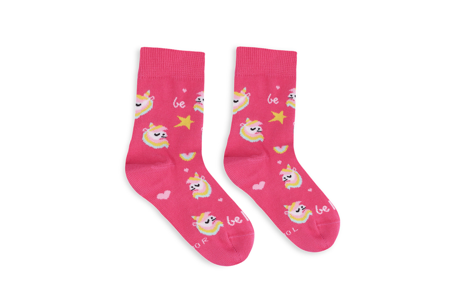 Dziecięce skarpety Barefoot Be Lenka Kids - Crew - Unicorn - BubleGum Pink