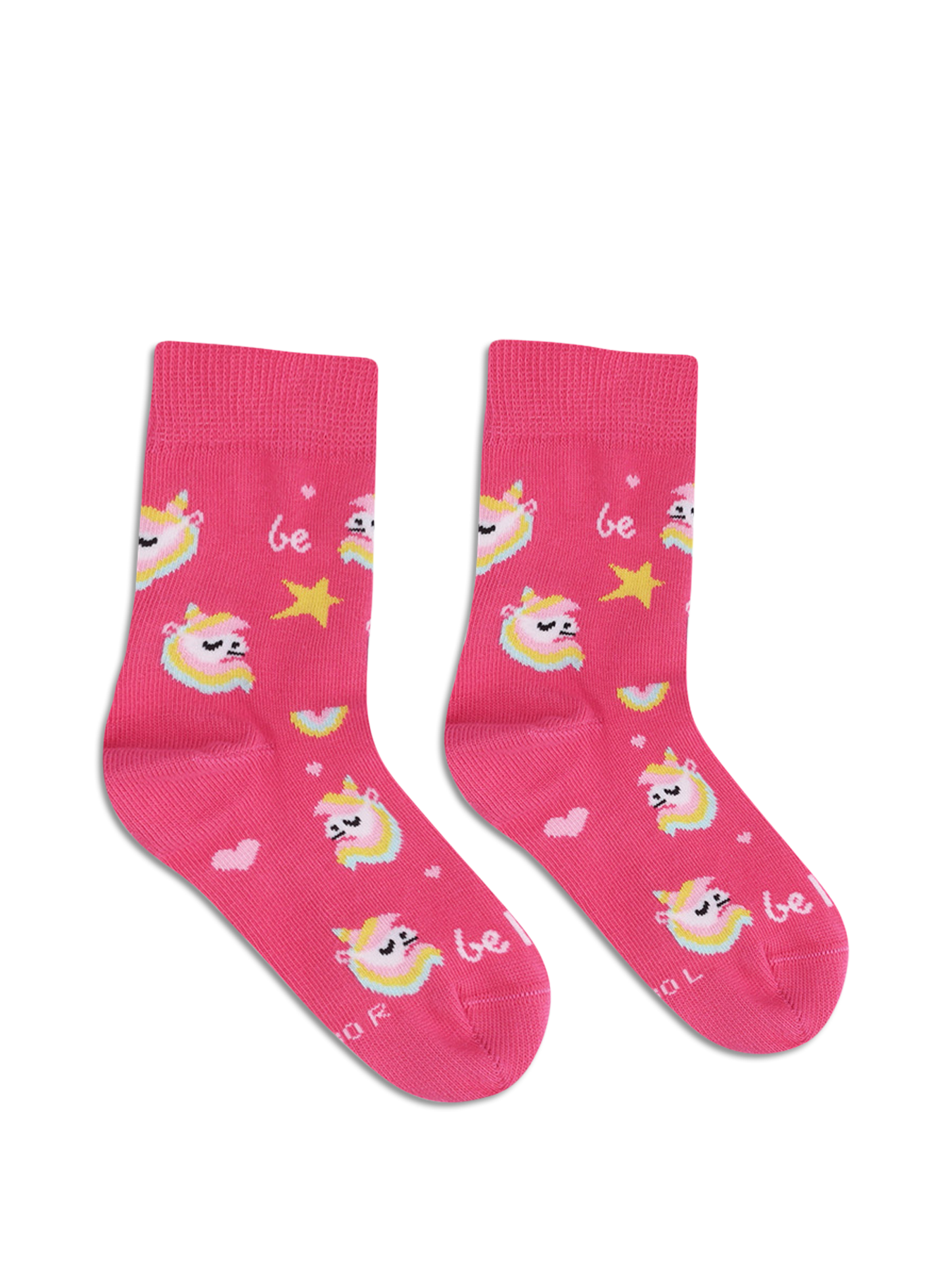 Dziecięce skarpety Barefoot Be Lenka Kids - Crew - Unicorn - BubleGum Pink