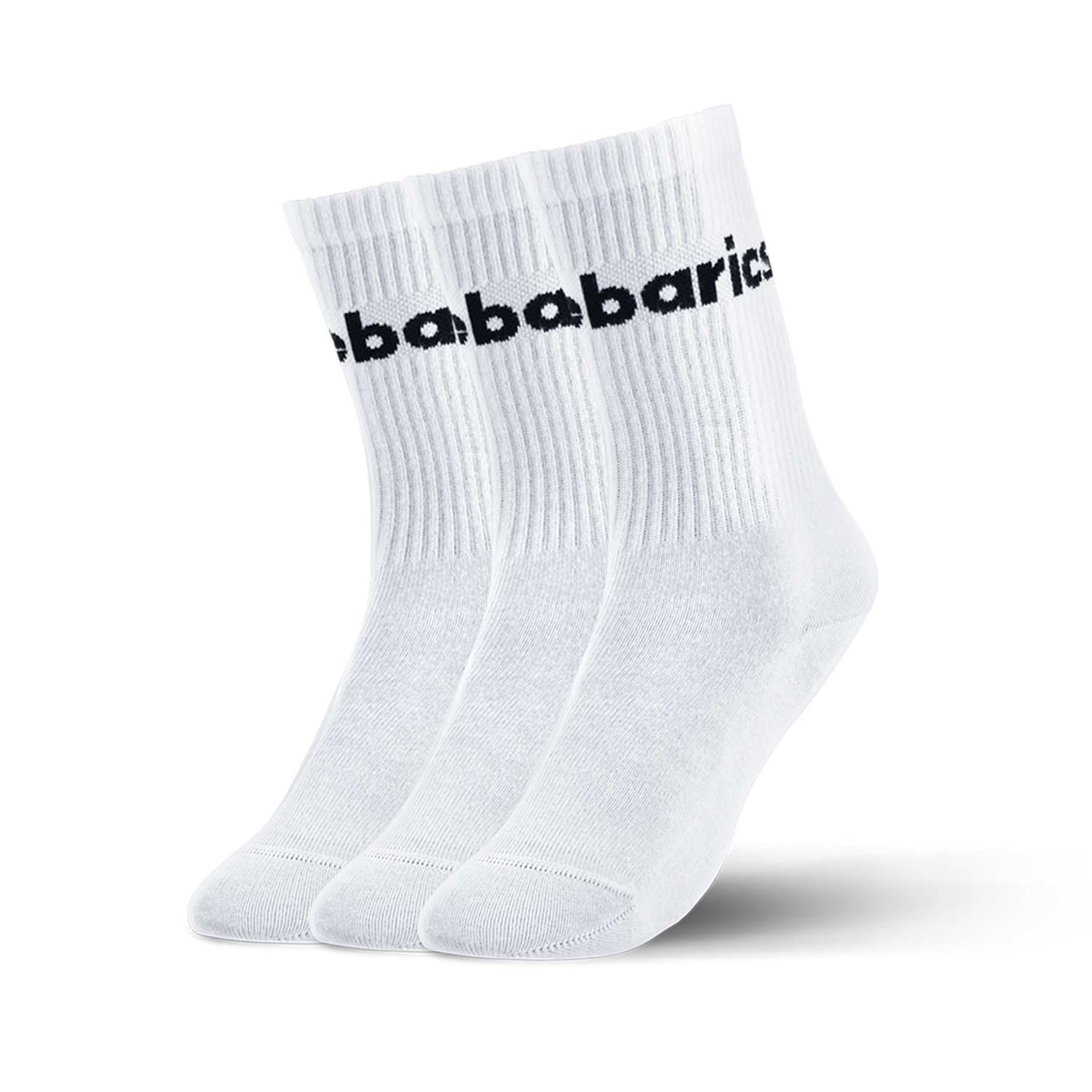 Barebarics - Skarpety Barefoot  - Crew - White - Big logo - 3 pack