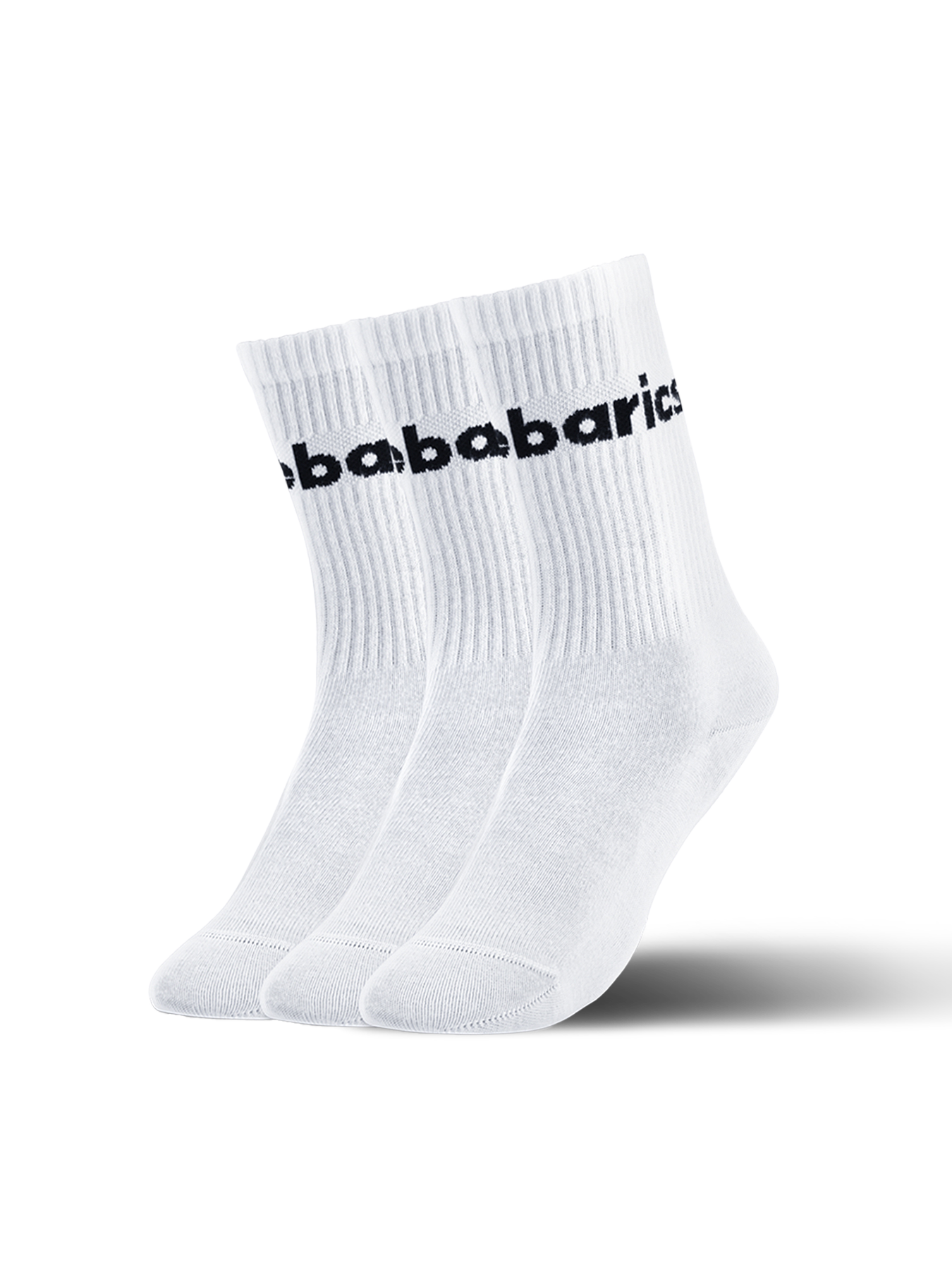 Barebarics - Skarpety Barefoot  - Crew - White - Big logo - 3 pack